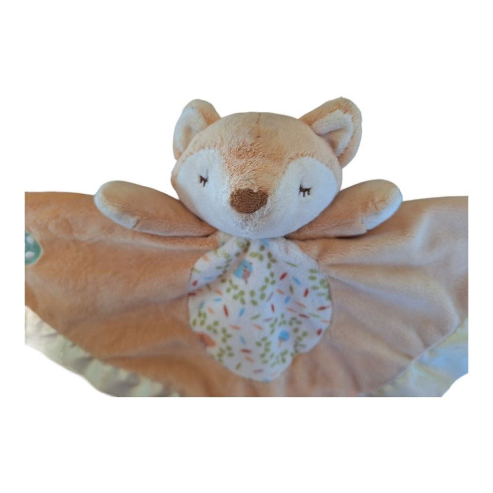 Douglas Baby Fox Lovey Security Blanket Woodland Critters Mushrooms Satin Trim - Picture 3 of 10